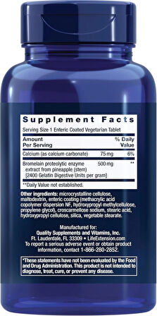 Life Extension Bromelain PineApple Uyumlu Extract Digestive Enzymes Joint Health Comfort 500 Mg 60 Caps