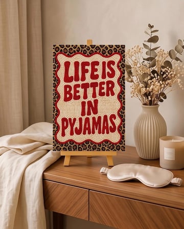 Life is better Pearlstone Tuval Sanat Kiti | Yarım İnci 3D Tablo Boyama Seti | Rhinestone 