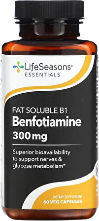 LifeSeasons Essentials Benfotiamine - Fat Soluble B1 - Supports Healthy Circulation & Vision - Enhances Memory & Cognitive Performance - Powerful Antioxidant - 60 Caps