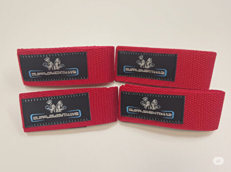 SUPPLEMENTHANE Lifting Straps Kırmızı Halter Bar Çekme Aparatı 2'li Paket