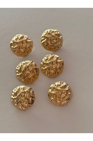 Üstü Buruşuk model light gold metal 6lı düğme seti