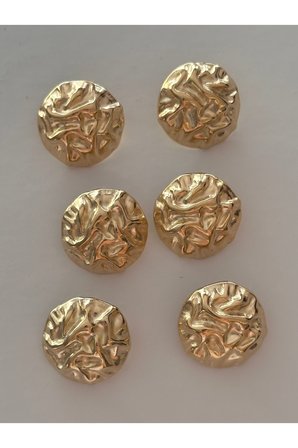 Üstü Buruşuk model light gold metal 6lı düğme seti