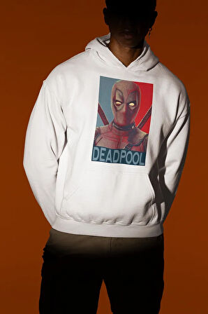Film Karakteri Deadpool Baskılı Unisex Oversize Marvel Hoodie