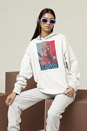 Film Karakteri Deadpool Baskılı Unisex Oversize Marvel Hoodie