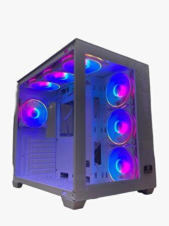 GAMEFORCE Liquid Beyaz 7×120 Mm Fanlı Rgb Kumandalı Kontrolcülü ATX Oyuncu Bilgisayar Kasası