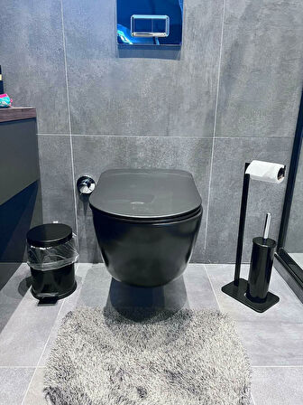 Lilyum Banyo Tuvalet Kağıtlık Askılı Fırçalı Ve Çöp Kovası Seti