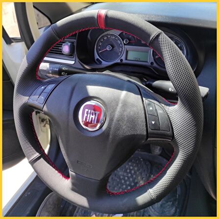 Fiat Linea Araca Özel Direksiyon Kılıfı (Nubuk Noktalı Yüzüklü)