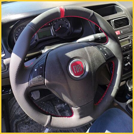 Fiat Linea Araca Özel Direksiyon Kılıfı (Nubuk Noktalı Yüzüklü)