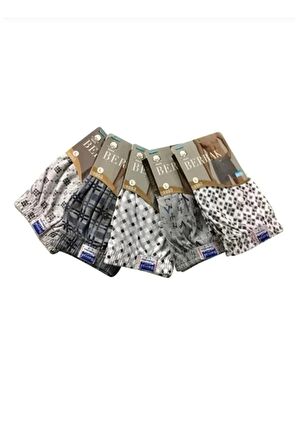 Erkek Penye Pamuklu Desenli Boxer 6 Adet