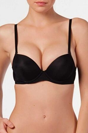 Micro Kaplı Kulaksız Push Up Balenli Silikonlu Sütyen
