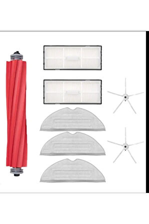 Roborock S7 Maxv + S7 Ultra  Uyumlu Yedek Filtre Fırça Mop Seti