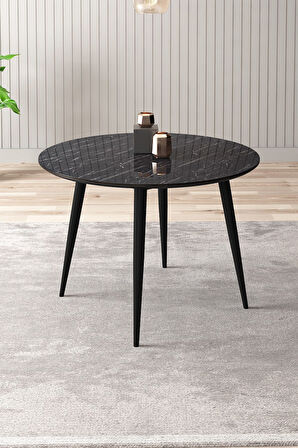 Linya Yuvarlak 90x90 Ahşap Ayak MDF Mutfak Tekli Yemek Masası