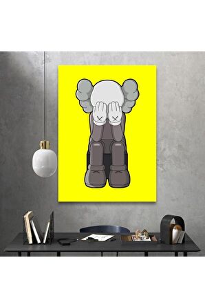 Weeping Kaws Duvar Dekorasyonu Sarı Kanvas Tablo