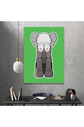 Weeping Kaws Duvar Dekorasyonu Sarı Kanvas Tablo