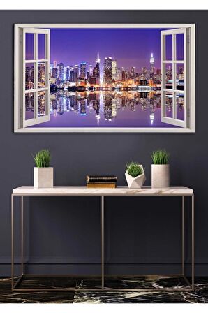 Açılır Pencere Görünümlü Manzaralı Kanvas Tablo