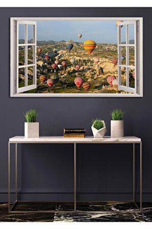 Açılır Pencere Görünümlü Manzaralı Kanvas Tablo