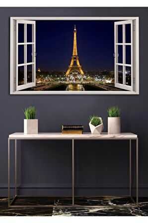 Açılır Pencere Görünümlü Şehir Manzaralı Kanvas Tablo