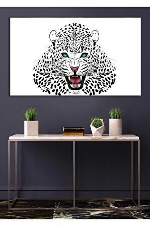 Siyah Beyaz Leoparlı Kanvas Tablo