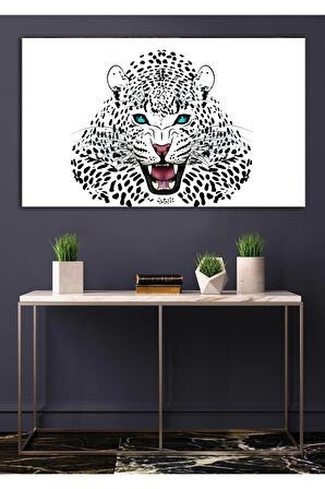Siyah Beyaz Leoparlı Kanvas Tablo