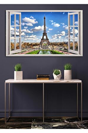 Açılır Pencere Görünümlü Şehir Manzaralı Kanvas Tablo