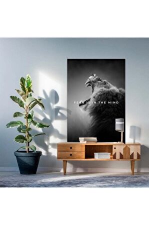 Aslan Havlaması Duvar Sanatı Kanvas Tablo
