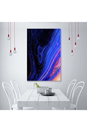 Koyu Mavi Duvar Modern Duvar Sanatı, Oturma, Yatak, Yemek, Ofis Duvarı Kanvas Tablo