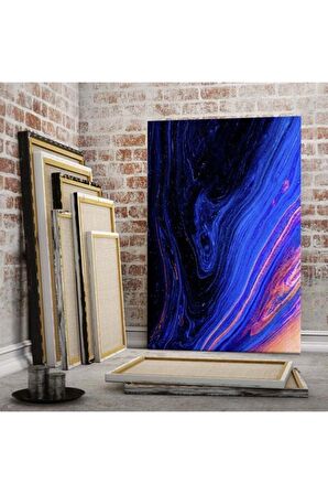 Koyu Mavi Duvar Modern Duvar Sanatı, Oturma, Yatak, Yemek, Ofis Duvarı Kanvas Tablo