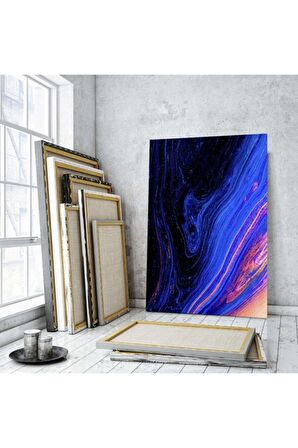 Koyu Mavi Duvar Modern Duvar Sanatı, Oturma, Yatak, Yemek, Ofis Duvarı Kanvas Tablo