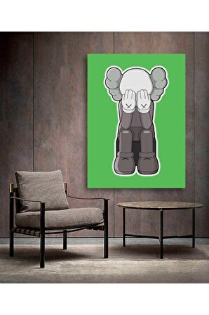 Weeping Kaws Duvar Dekorasyonu Yeşil Kanvas Tablo
