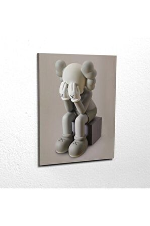 Gri Unisex Kaws Duvar Dekorasyon Kanvas Tablo