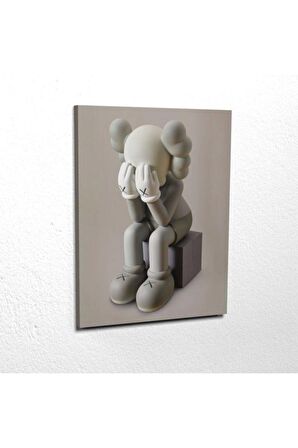 Gri Unisex Kaws Duvar Dekorasyon Kanvas Tablo