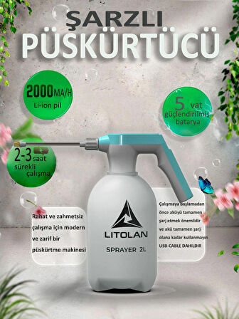 2 lt Şarjlı püskürtücü standart, sulama, ilaçlama pompası