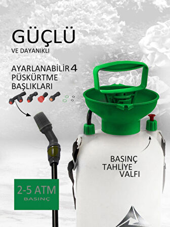 5 lt Mekanik püskürtücü standart, ilaçlama pompası