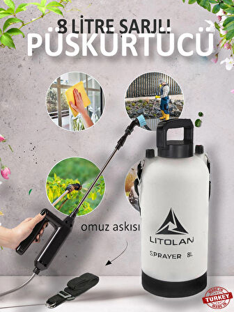8 lt Şarjlı püskürtücü standart, sulama, ilaçlama pompası