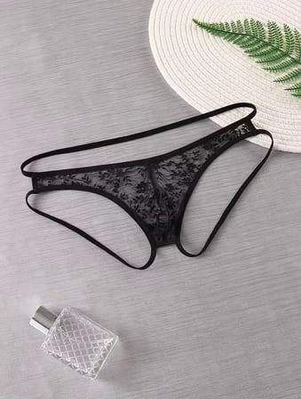 Seksi Dantelli Arkası Açık Seksi Siyah Erkek Külot