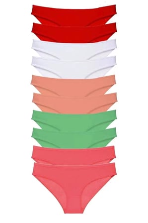 10 Adet Süper Eko Set Likralı Kadın Slip Külot Kırmızı Beyaz Pudra Yeşil Fuşya