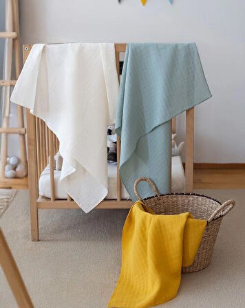 Çok Amaçlı Müslin Örtü & Battaniye 3'lü Set %100 Pamuk Oeko-teks Sertifikalı 80x80 Cm