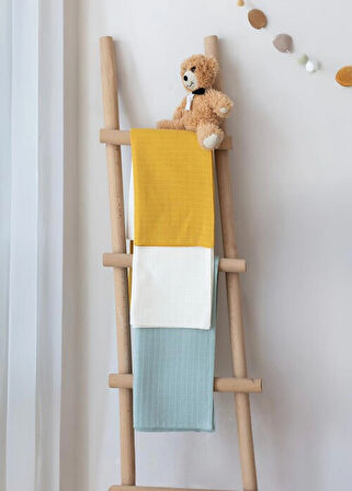 Çok Amaçlı Müslin Örtü & Battaniye 3'lü Set %100 Pamuk Oeko-teks Sertifikalı 80x80 Cm