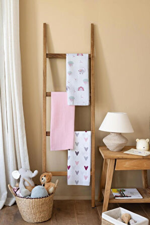 Çok Amaçlı Müslin Örtü & Battaniye 3'lü Set %100 Pamuk Oeko-teks Sertifikalı 80x80 Cm