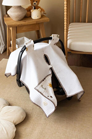 lizayn home %100 Pamuklu Çift Taraflı Müslin Puset Örtüsü