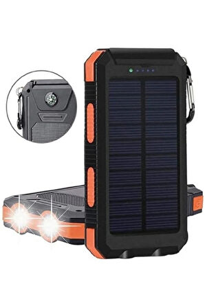 Solar Powerbank 1xUSB 10.000mAh LCD Ekran Dahili USB Mikro Type-C Powerbank