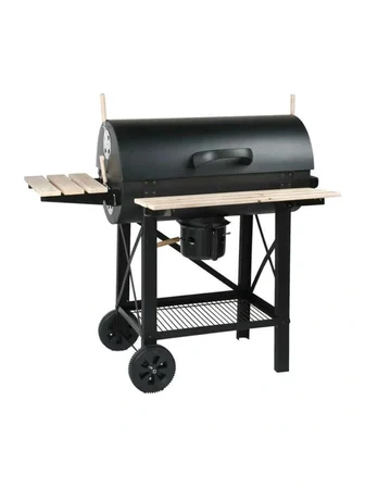 Varil Tip Dikdörtgen Mangal Bahçe Tipi Tekerlekli Kapaklı Barbekü 