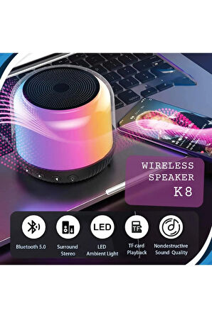 Yüksek Bass Bluetooth Hoparlör RGB Led BT TF Kart Radyo Destekli Ses Bombası Bluetooth Speaker