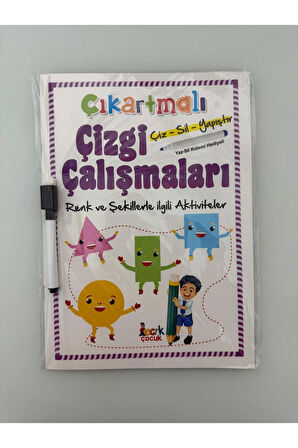 Bıcırık Yayınları Çizgi ÇAlışması Aktivite Kitabı Şekiller (Yaz-Sil Kalem Hediyeli)