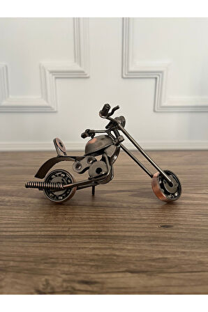 El Yapımı Dekoratif Metal Motosiklet - 15 x 9 cm