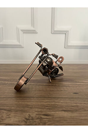 El Yapımı Dekoratif Metal Motosiklet - 15 x 9 cm