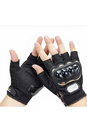 Yarım Parmak Motosiklet Eldiveni Korumalı