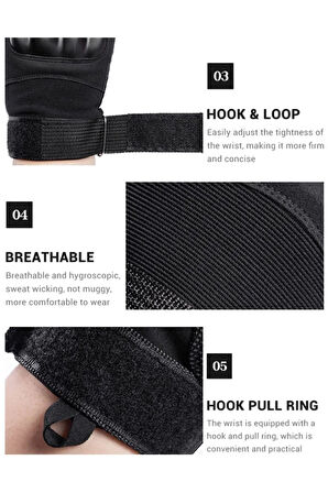 Motosiklet Hard Shell Taktik Eldiven Korumalı Uzun Haki Yeşil