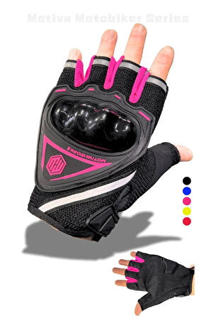Pembe Kısa Yarım Parmak Kadın Motosiklet Eldiveni MW120P