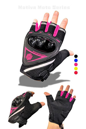 Pembe Kısa Yarım Parmak Kadın Motosiklet Eldiveni MW120P